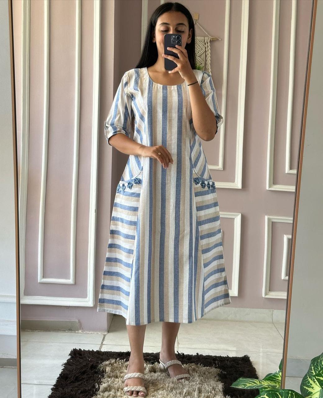 Premium South Cotton A-line Midi Kurta | KF