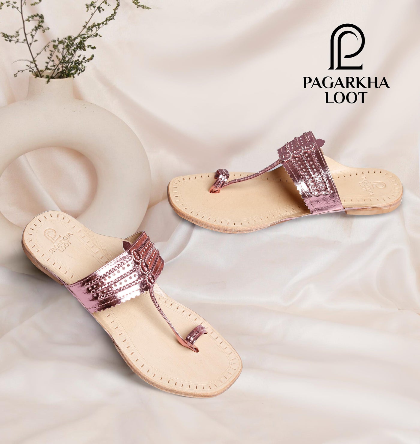 Nude Base Kolhapuri – Shimmer Elegance in Every Step