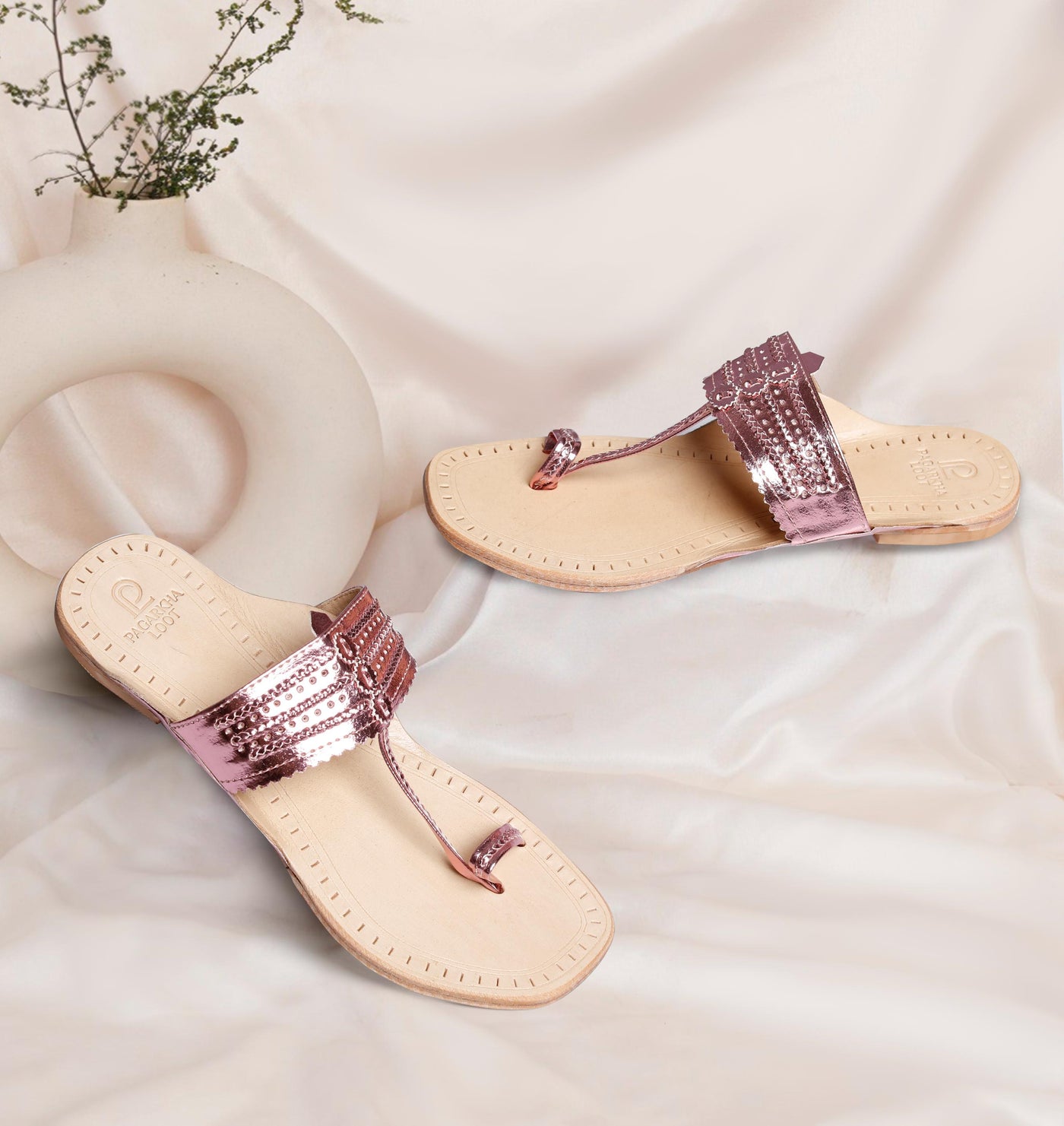 Nude Base Kolhapuri – Shimmer Elegance in Every Step