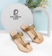 Nude Base Kolhapuri – Shimmer Elegance in Every Step