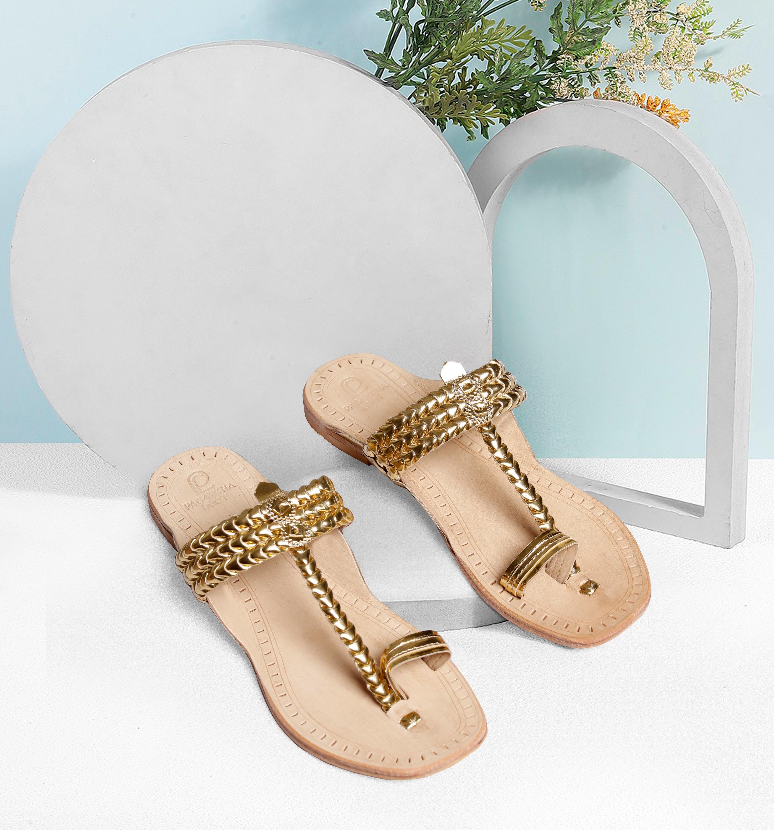 Nude Base Kolhapuri – Shimmer Elegance in Every Step