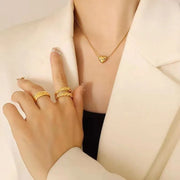 Antitarnish & Waterproof 18K Gold Heart Necklace, Snake Chain Necklace - 1