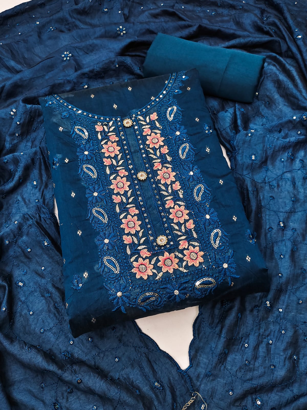 Embroidered Unstitched Suit Set - A1001