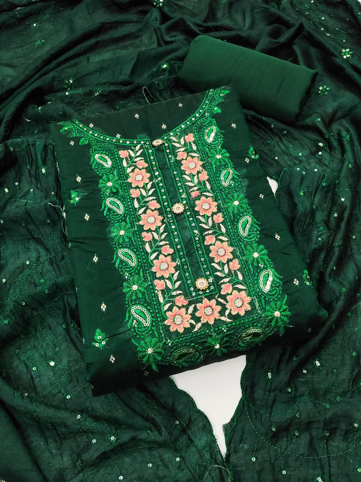 Embroidered Unstitched Suit Set - A1001