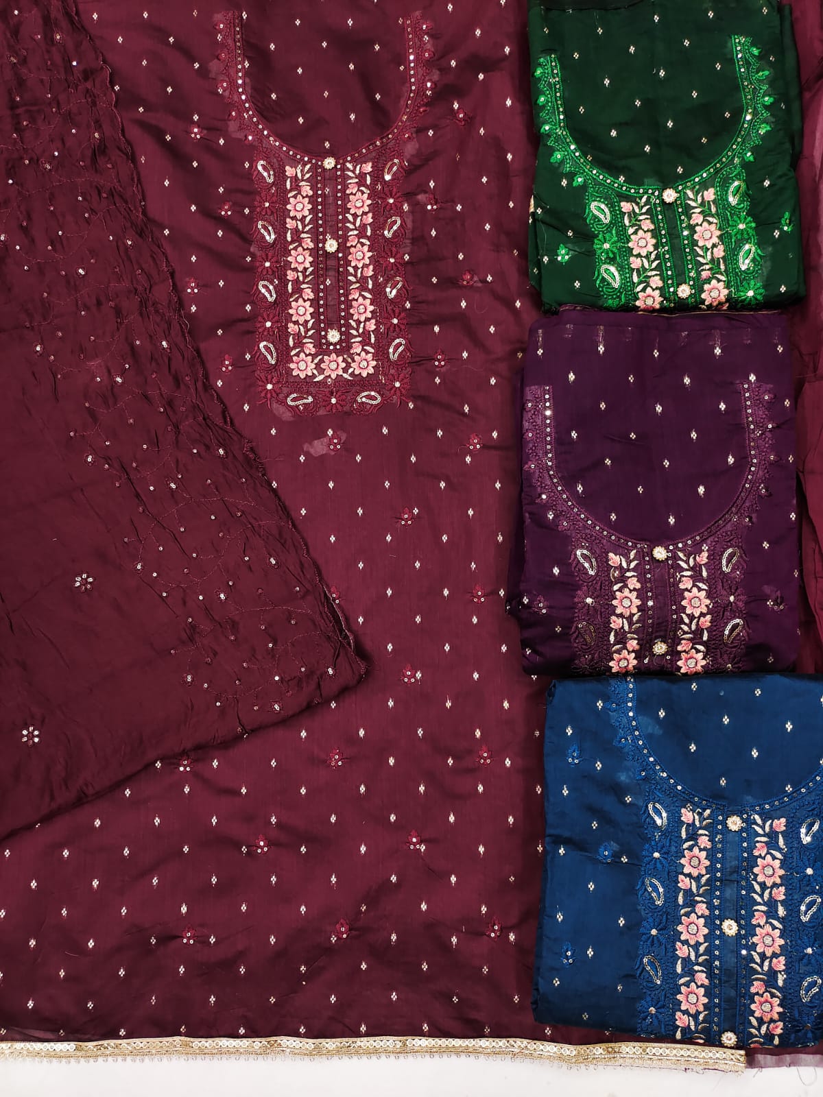 Embroidered Unstitched Suit Set - A1001
