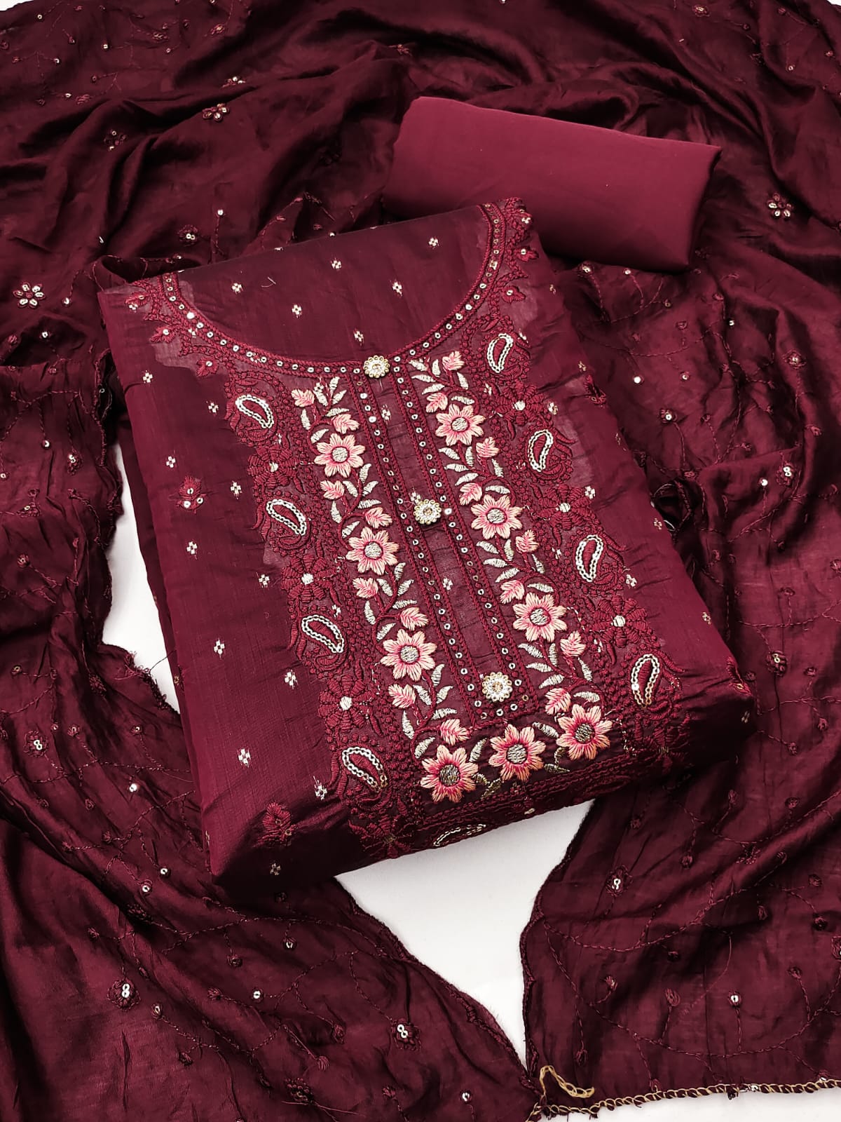 Embroidered Unstitched Suit Set - A1001
