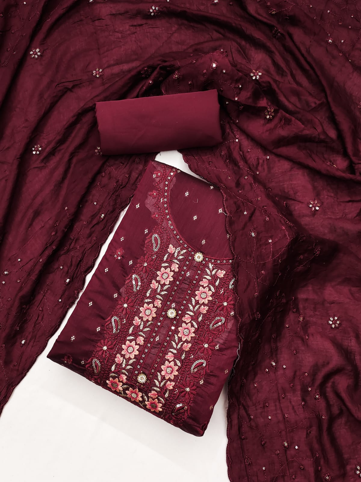 Embroidered Unstitched Suit Set - A1001