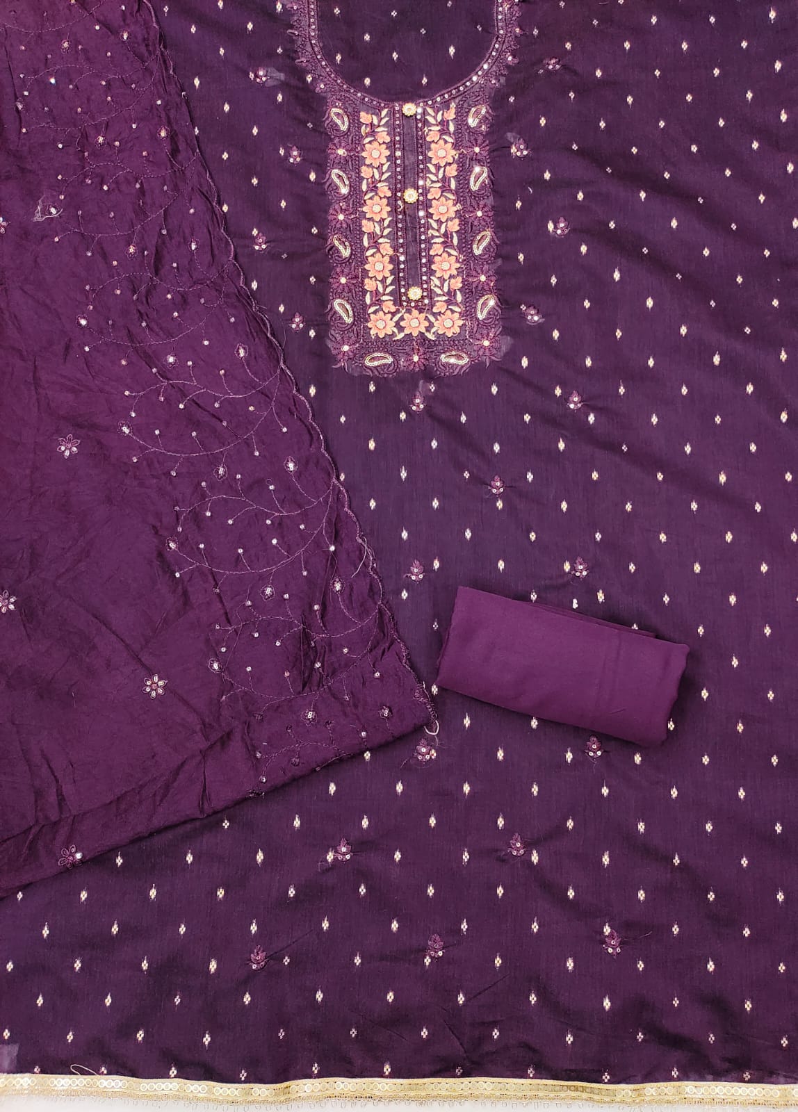 Embroidered Unstitched Suit Set - A1001