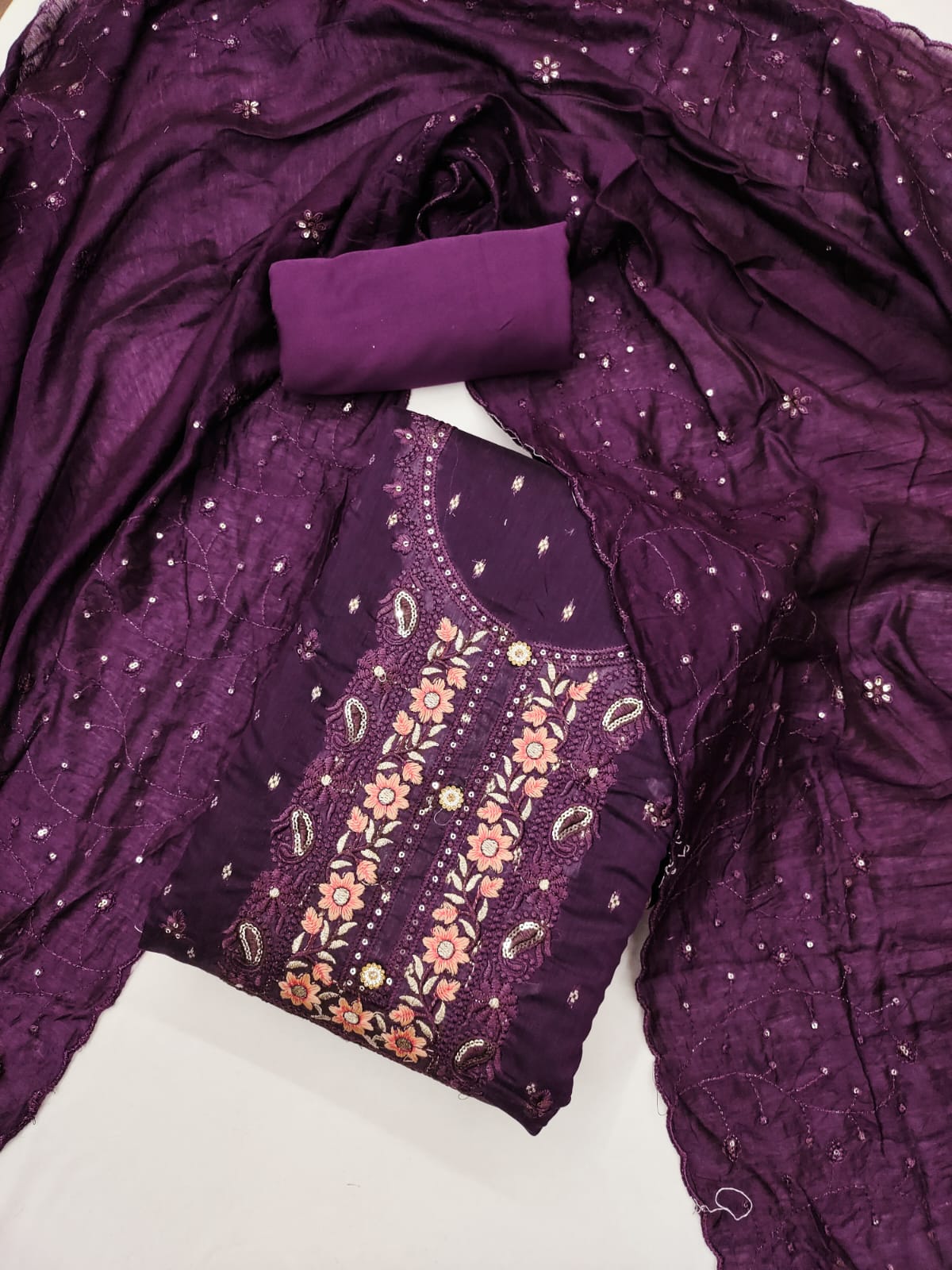 Embroidered Unstitched Suit Set - A1001