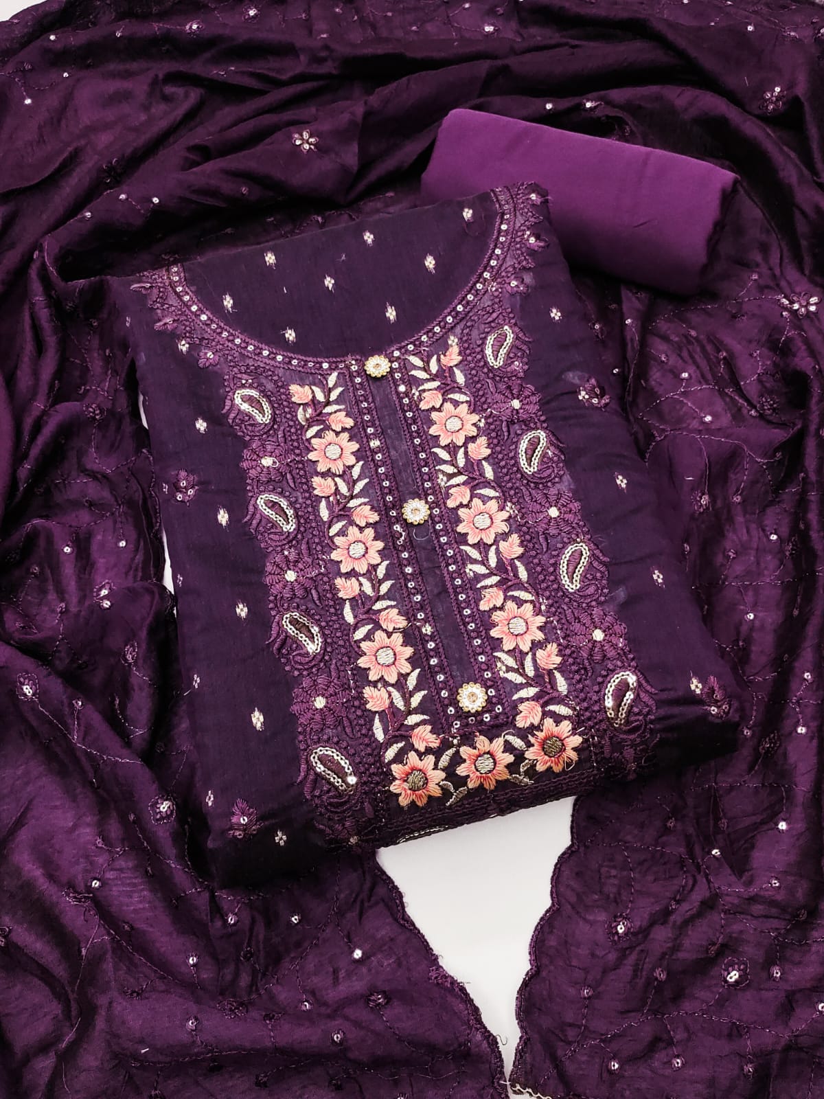 Embroidered Unstitched Suit Set - A1001