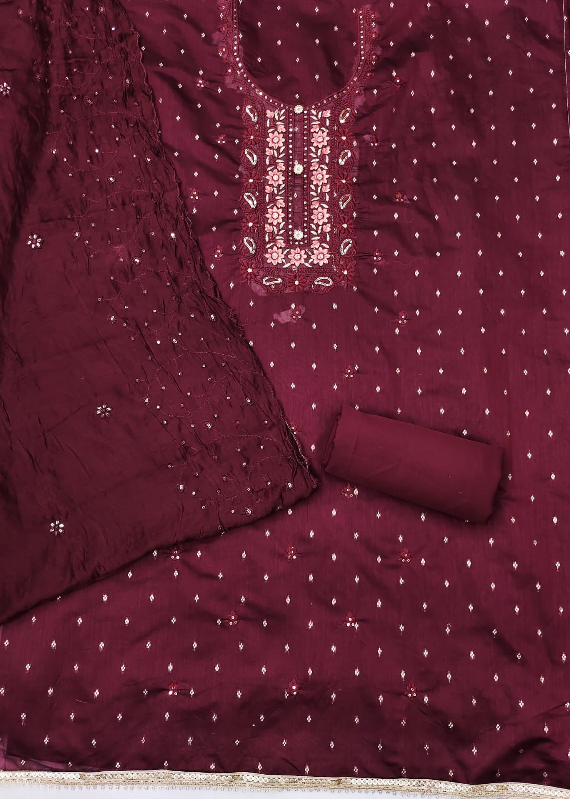 Embroidered Unstitched Suit Set - A1001