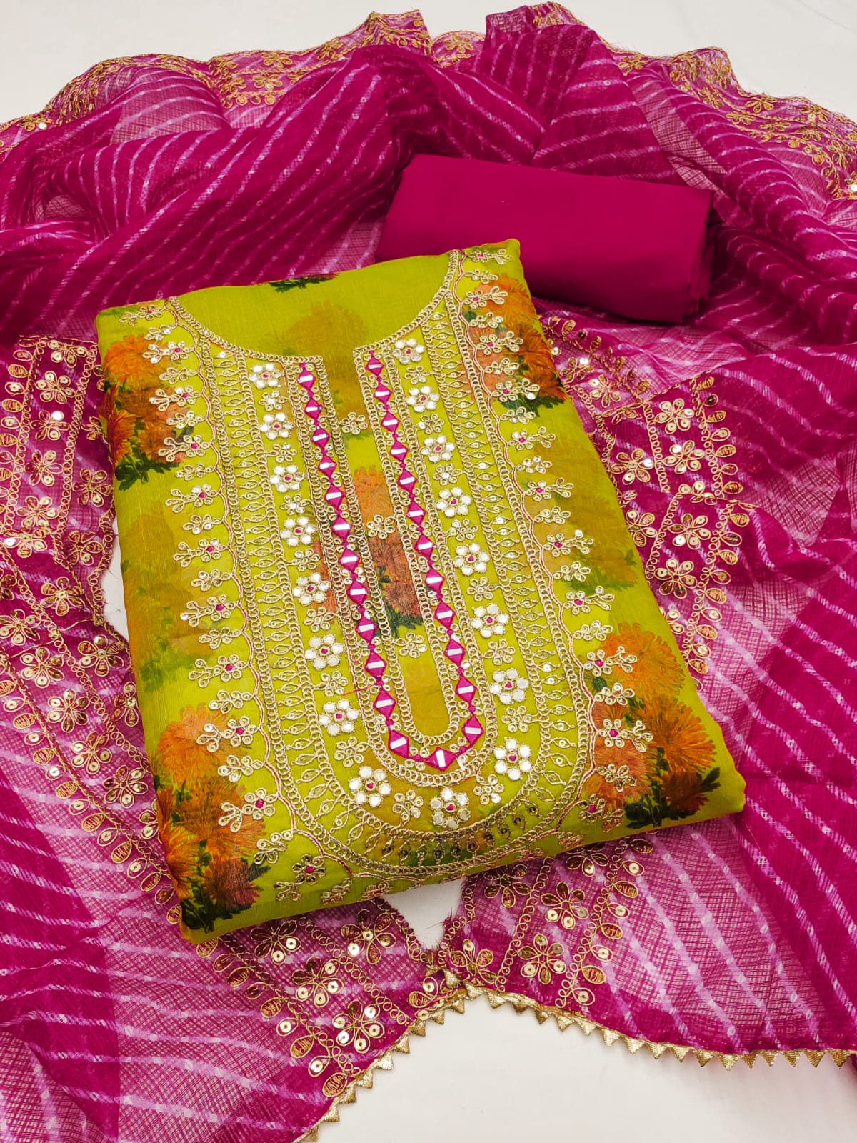 Embroidered Unstitched Suit Set - Bahurani