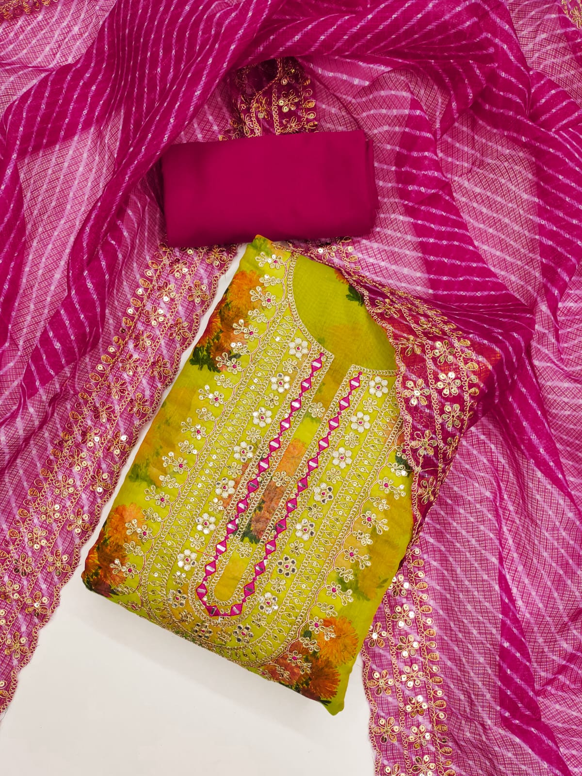 Embroidered Unstitched Suit Set - Bahurani