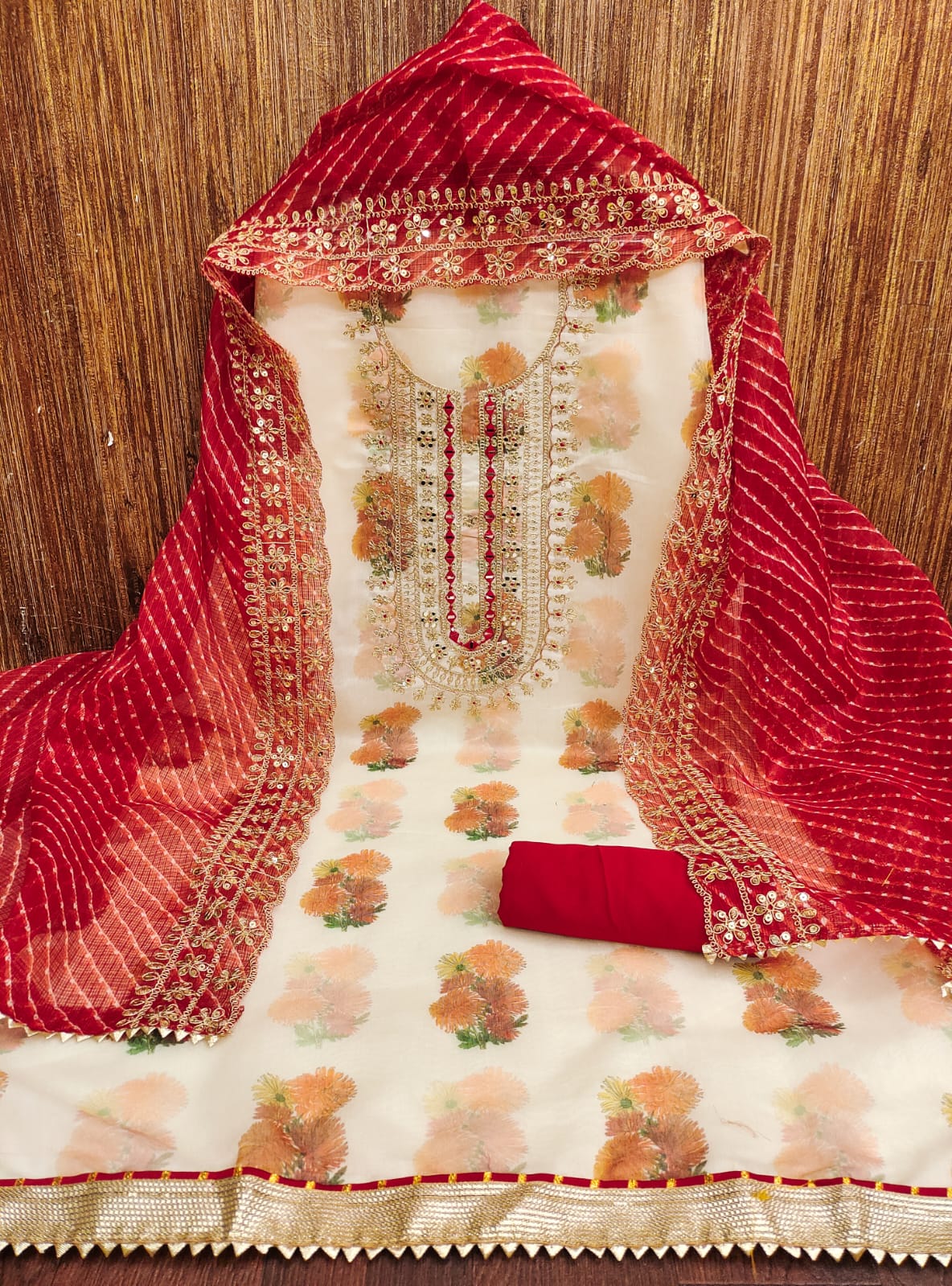 Embroidered Unstitched Suit Set - Bahurani