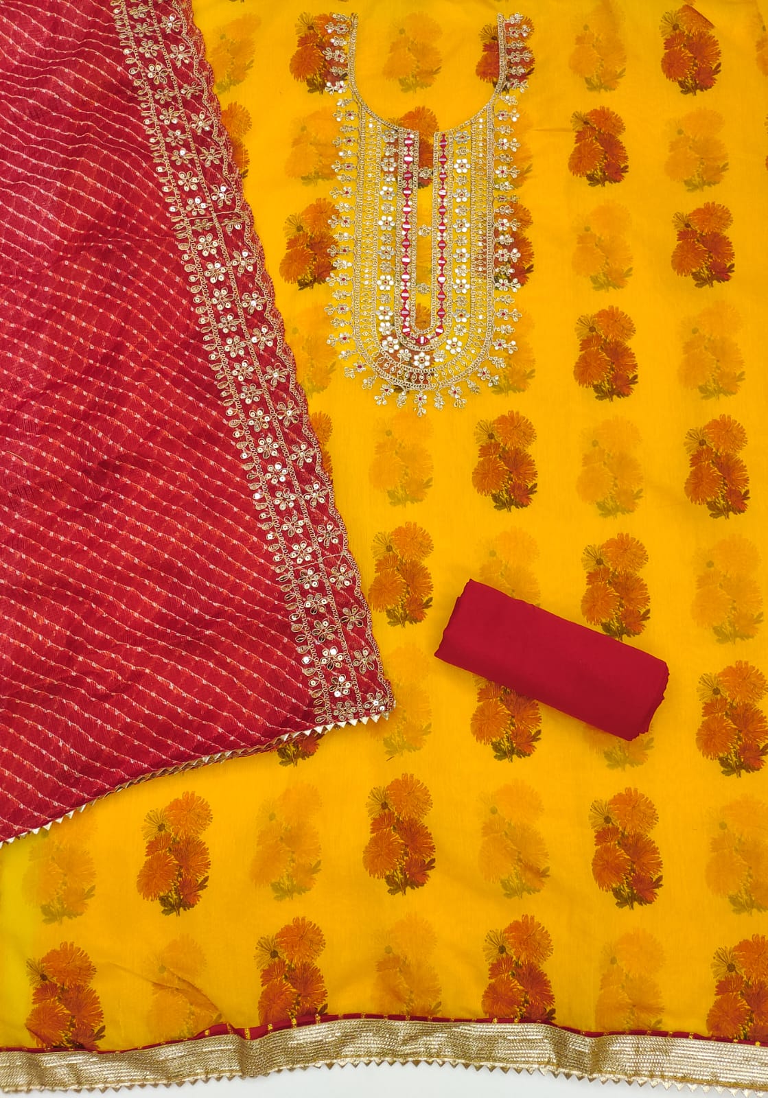 Embroidered Unstitched Suit Set - Bahurani