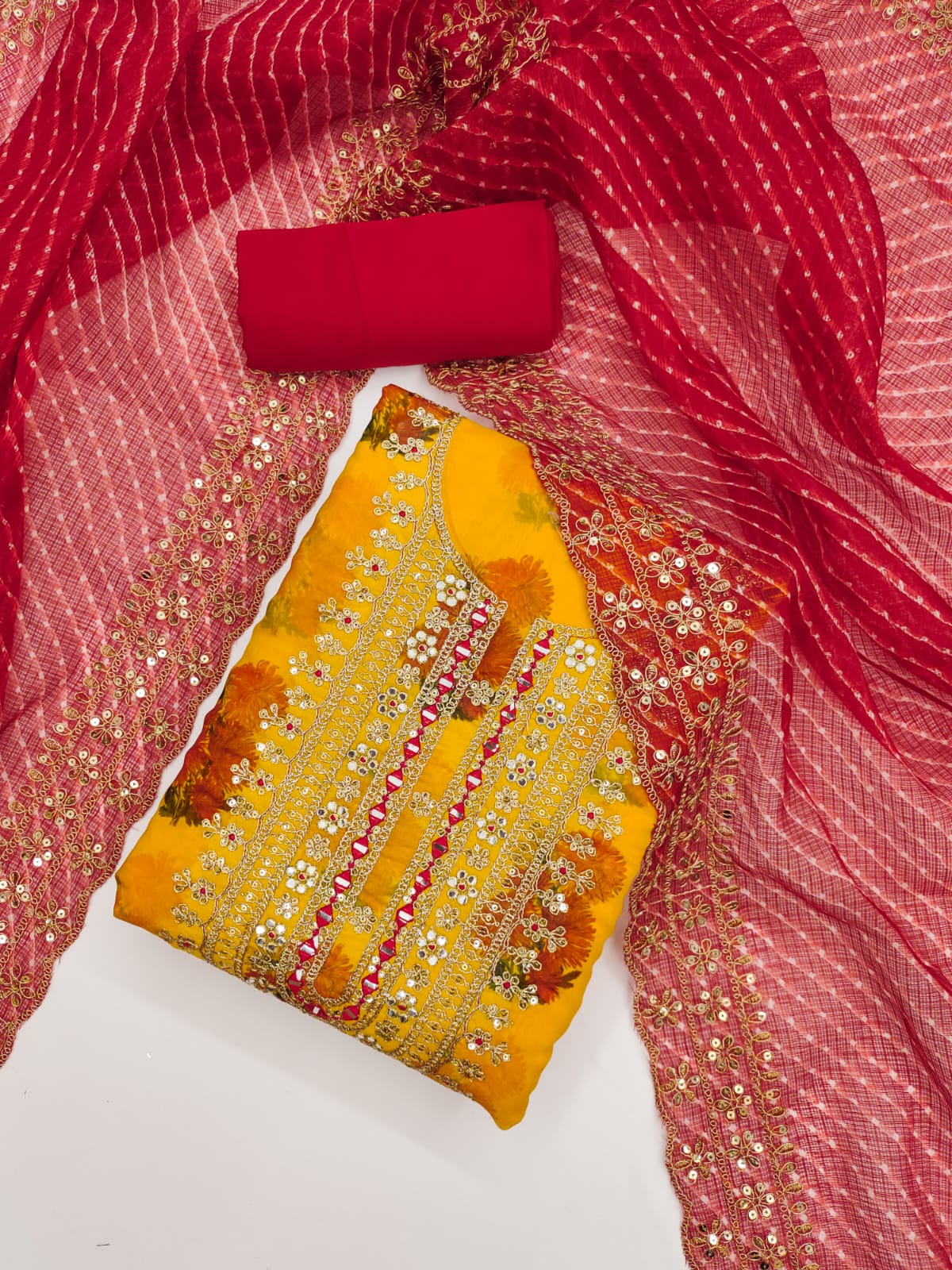 Embroidered Unstitched Suit Set - Bahurani