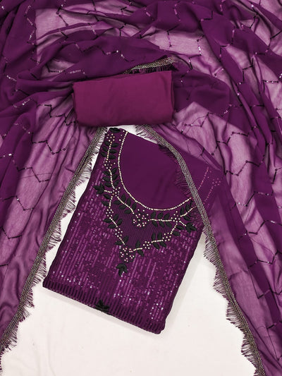 Unstitched Dress Material Set with Exquisite Embroidery