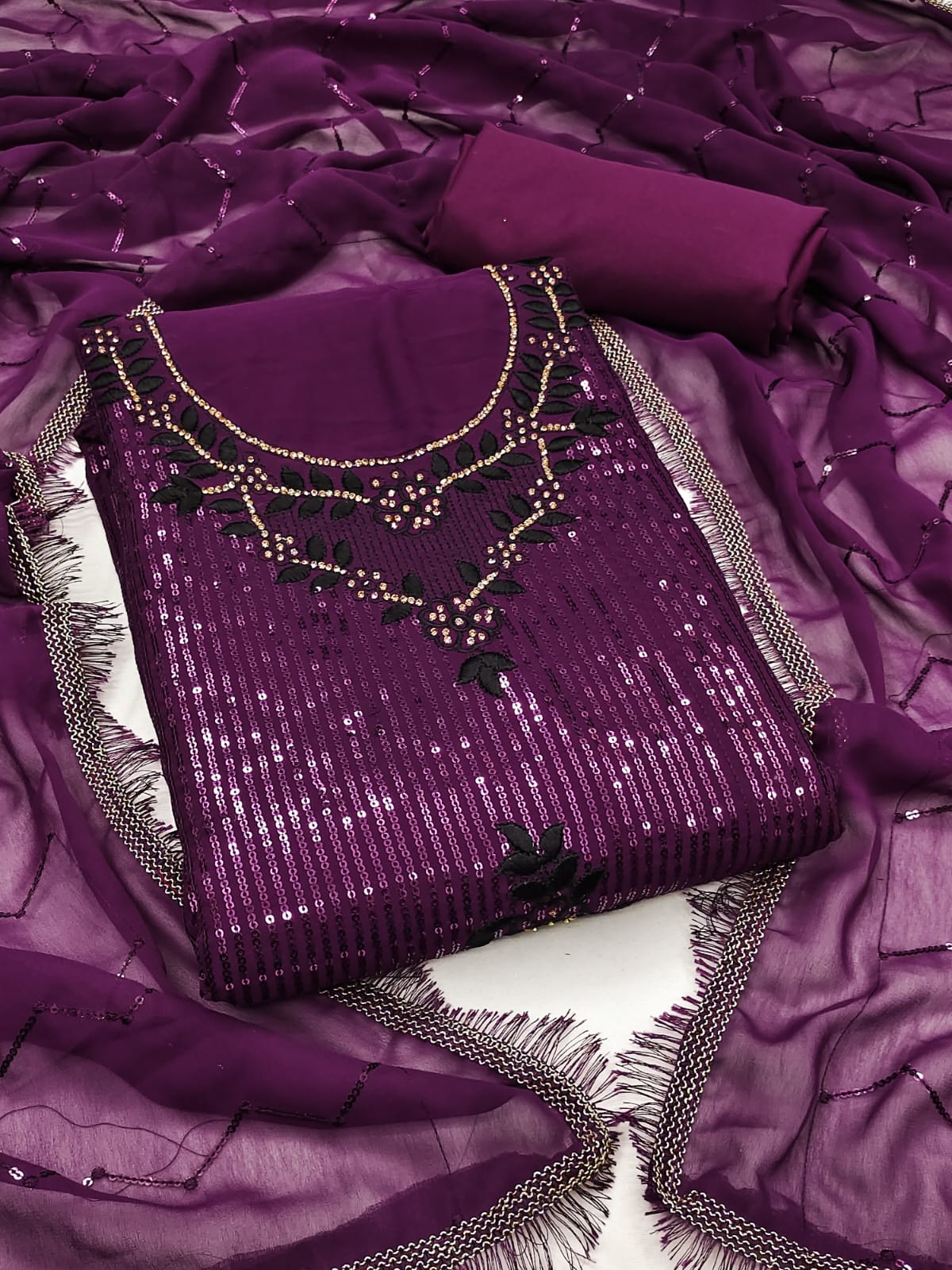 Unstitched Dress Material Set with Exquisite Embroidery