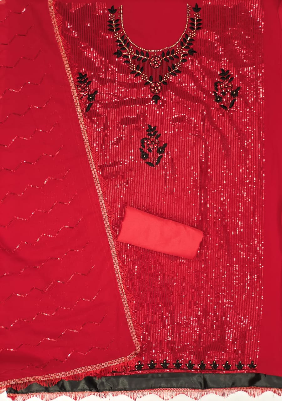 Unstitched Dress Material Set with Exquisite Embroidery