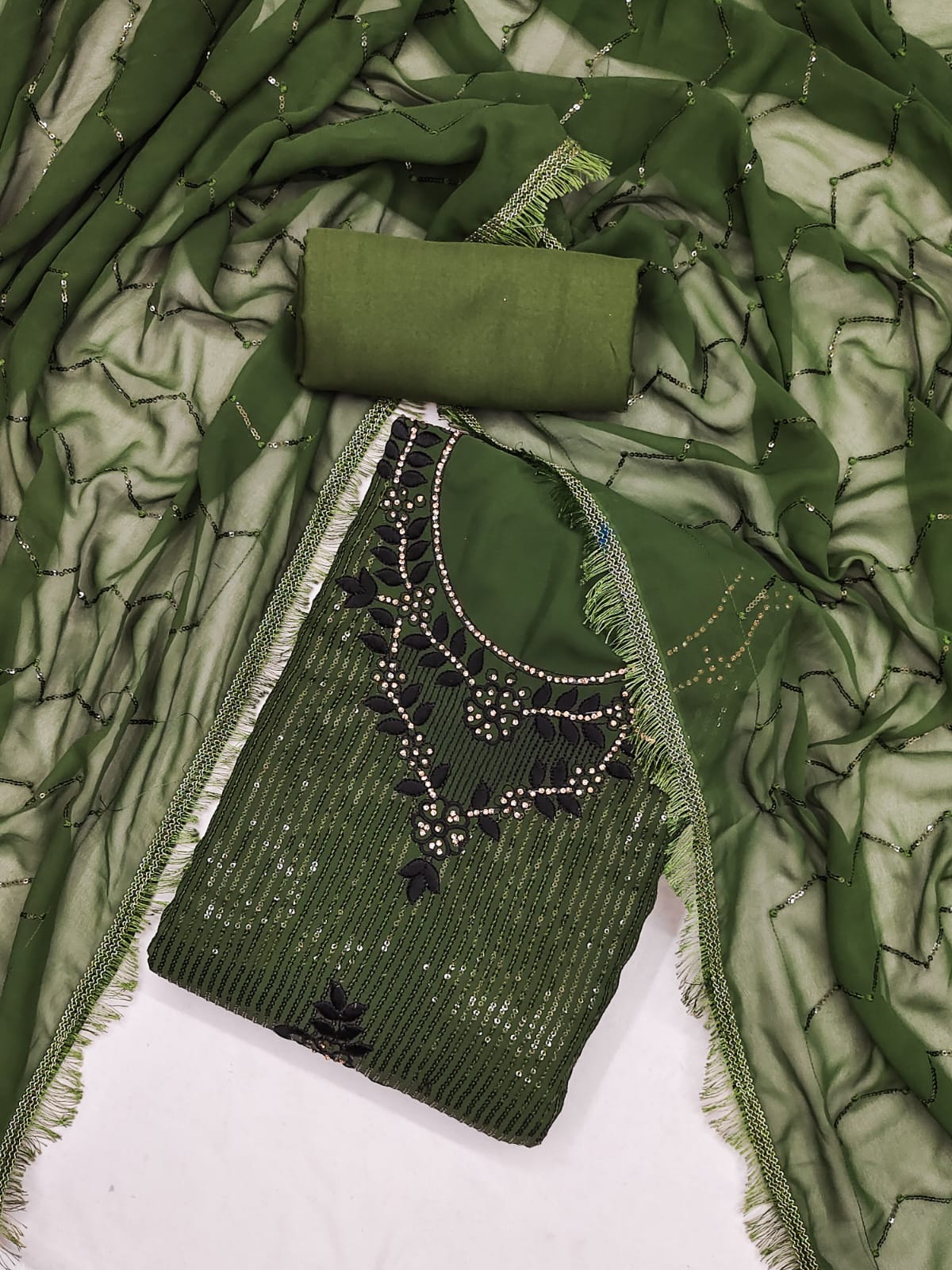 Unstitched Dress Material Set with Exquisite Embroidery