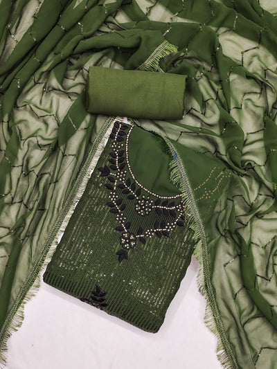 Unstitched Dress Material Set with Exquisite Embroidery
