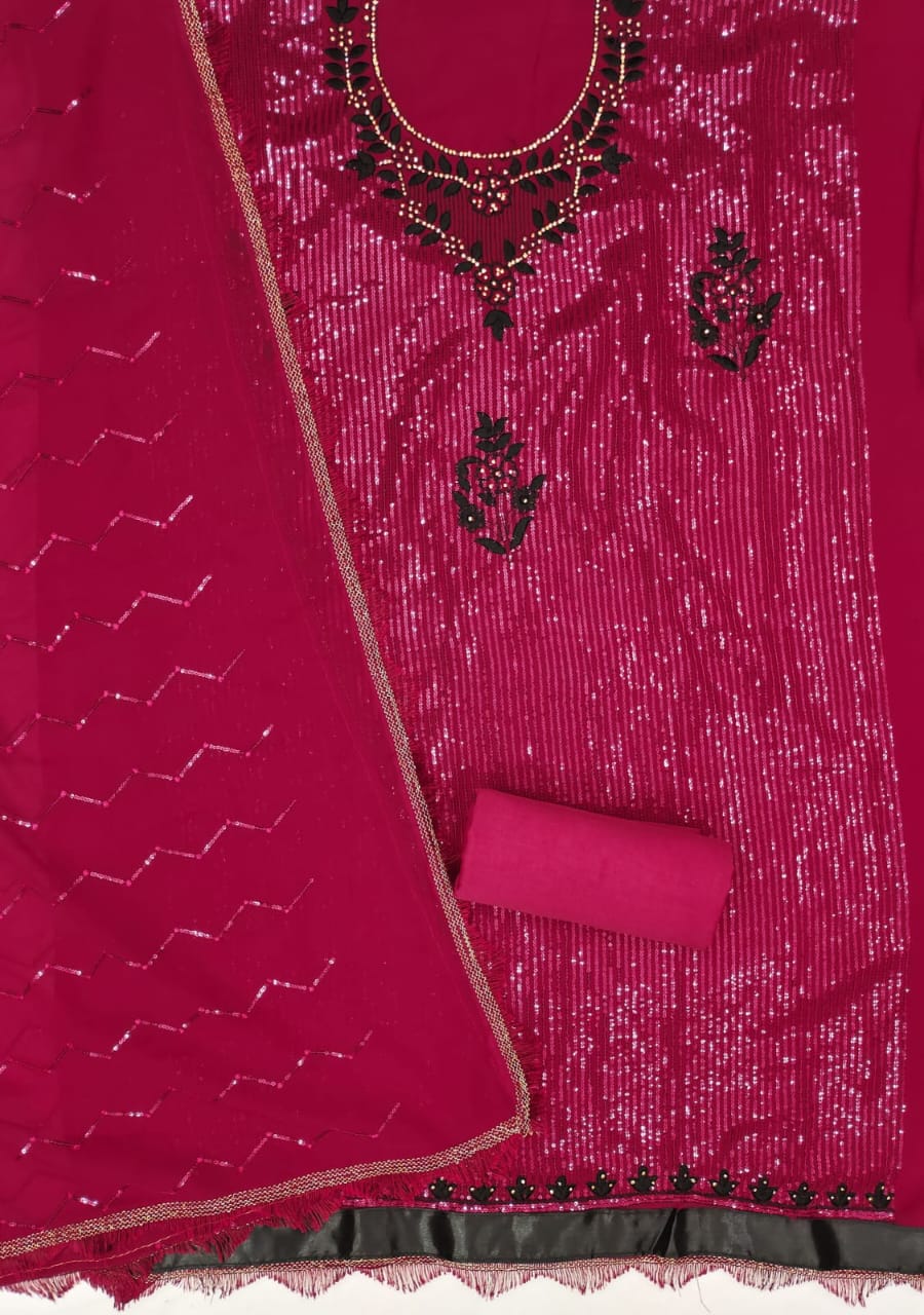 Unstitched Dress Material Set with Exquisite Embroidery