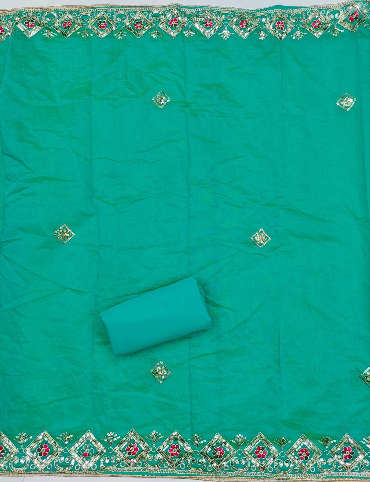 Embroidered Unstitched Suit Set with Sequins & Codding Work