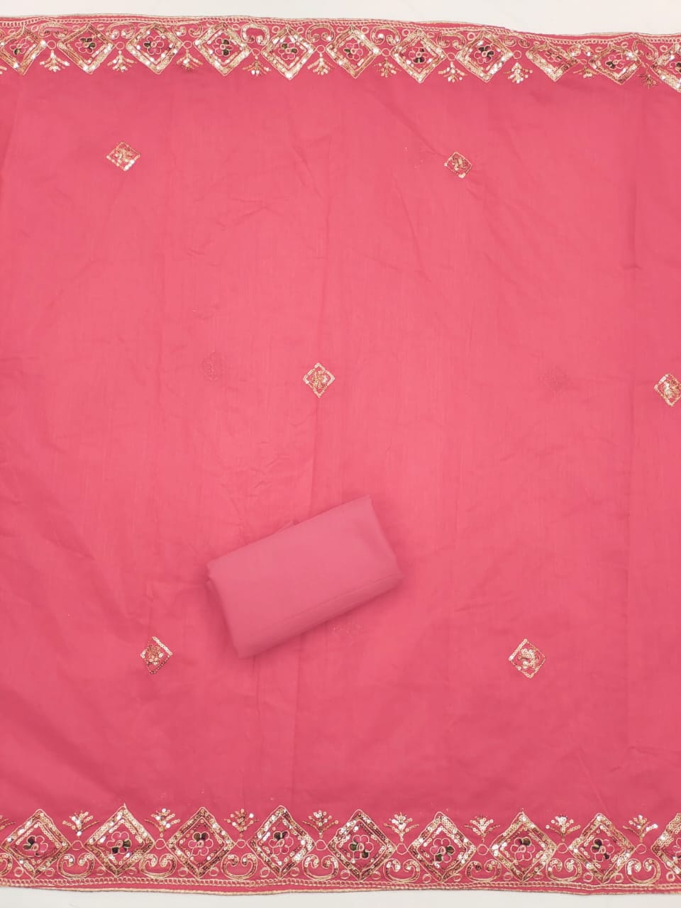 Embroidered Unstitched Suit Set with Sequins & Codding Work