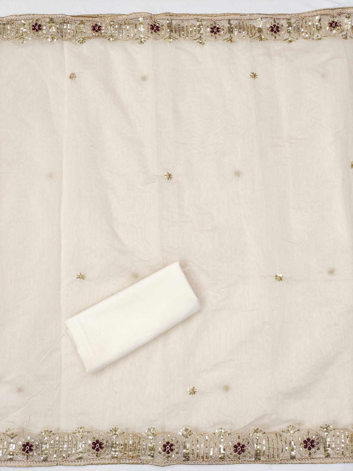 Silk Embroidered Suit Set with Sequins Work