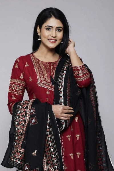 Women Viscose Rayon Kurta Pant Dupatta Set