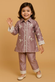 Rose Gold Embroidered Kurta Set