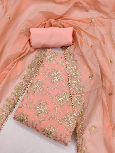 Silk Embroidered Unstitched Suit Set – 3-Piece Ensemble