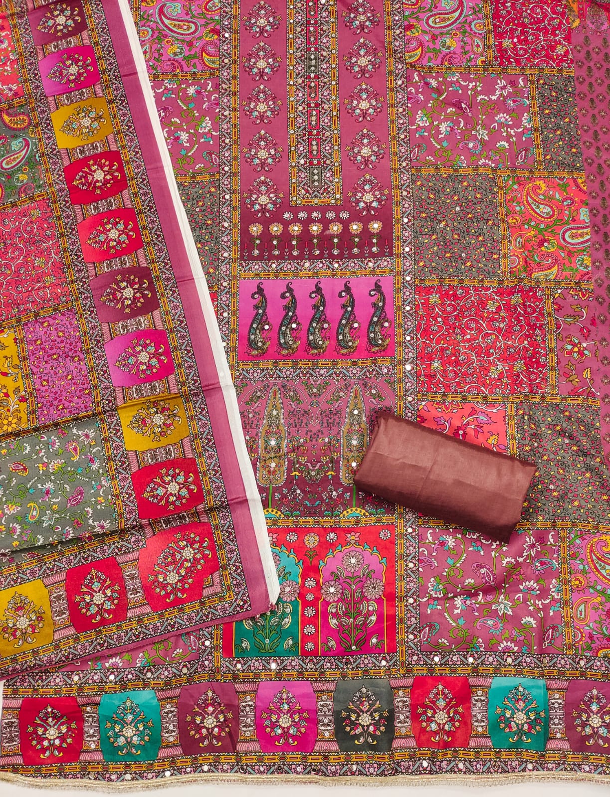 Salwar Suit with Digital Print, Mirror & Diamond Work
