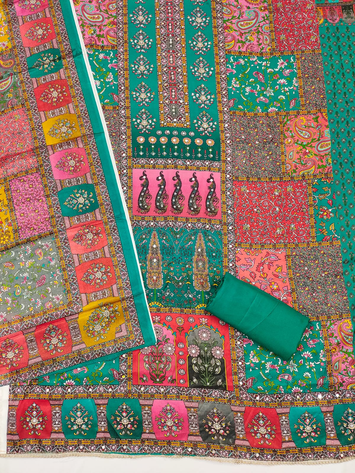Salwar Suit with Digital Print, Mirror & Diamond Work