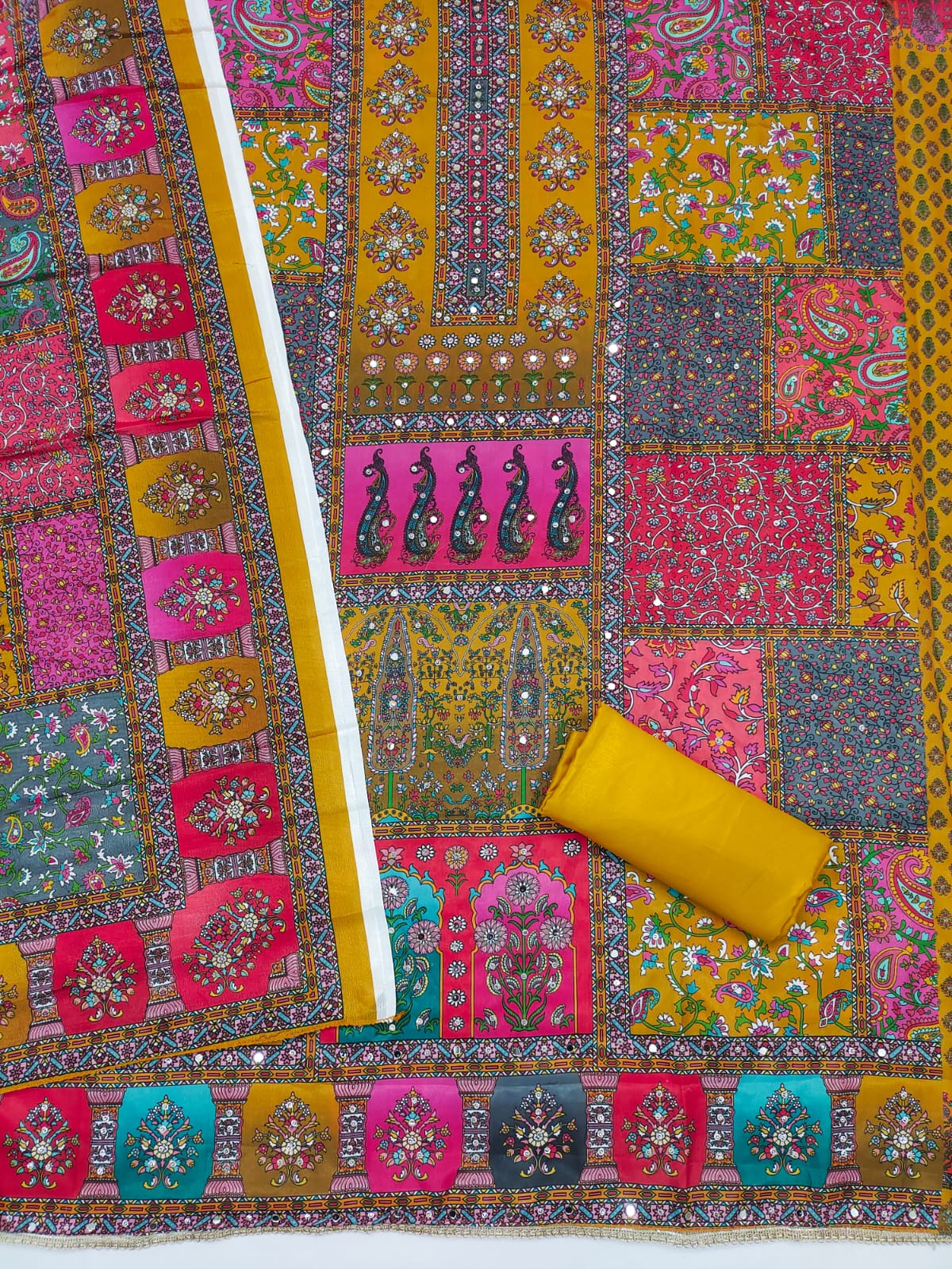 Salwar Suit with Digital Print, Mirror & Diamond Work