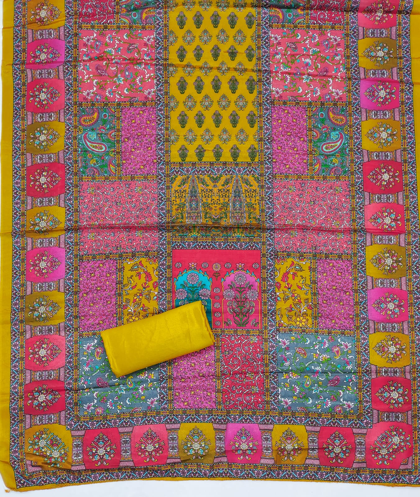 Salwar Suit with Digital Print, Mirror & Diamond Work