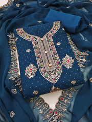 Embroidered Suit Set with Zari & Diamond Work
