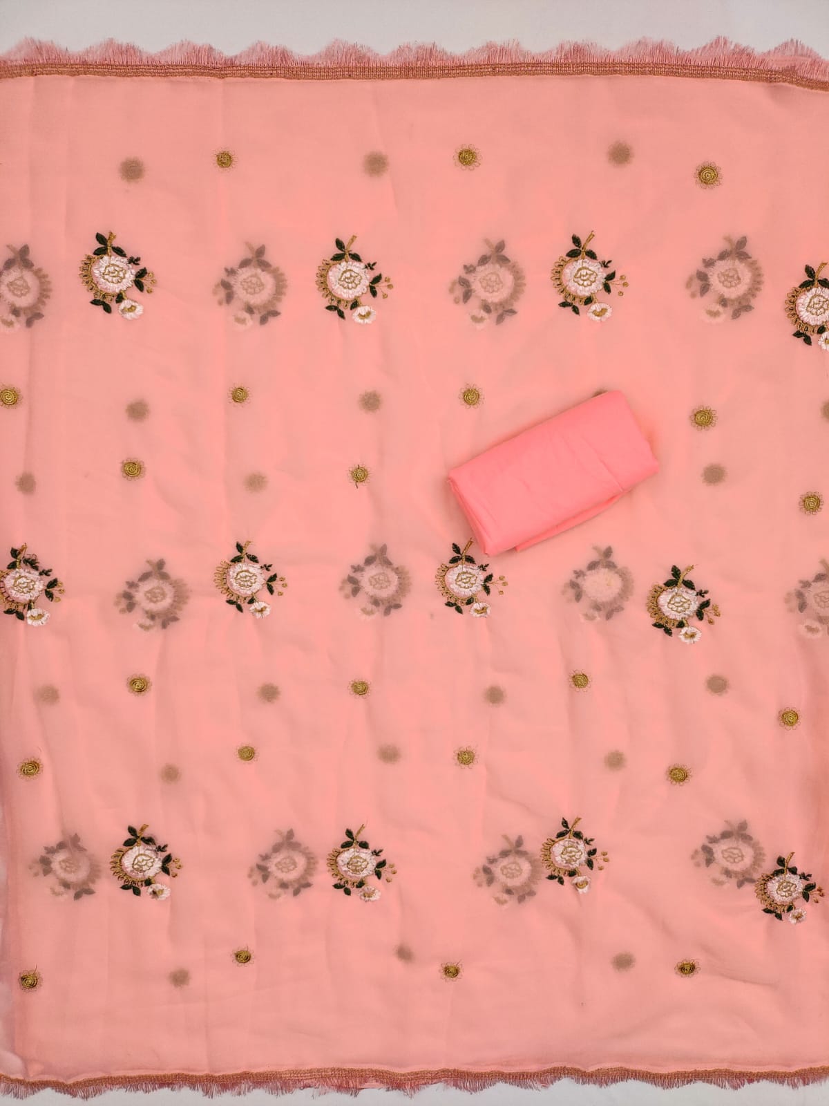 Embroidered Dress Material with Diamond Work