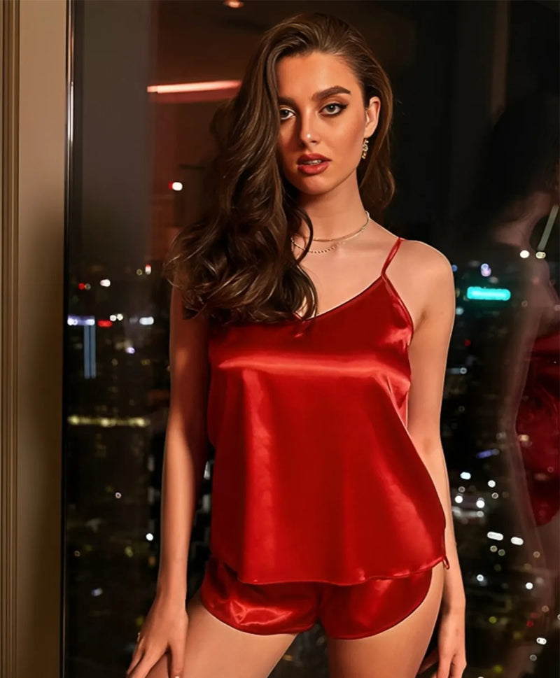 Red Obsession: Sleeveless Satin Siren Dress