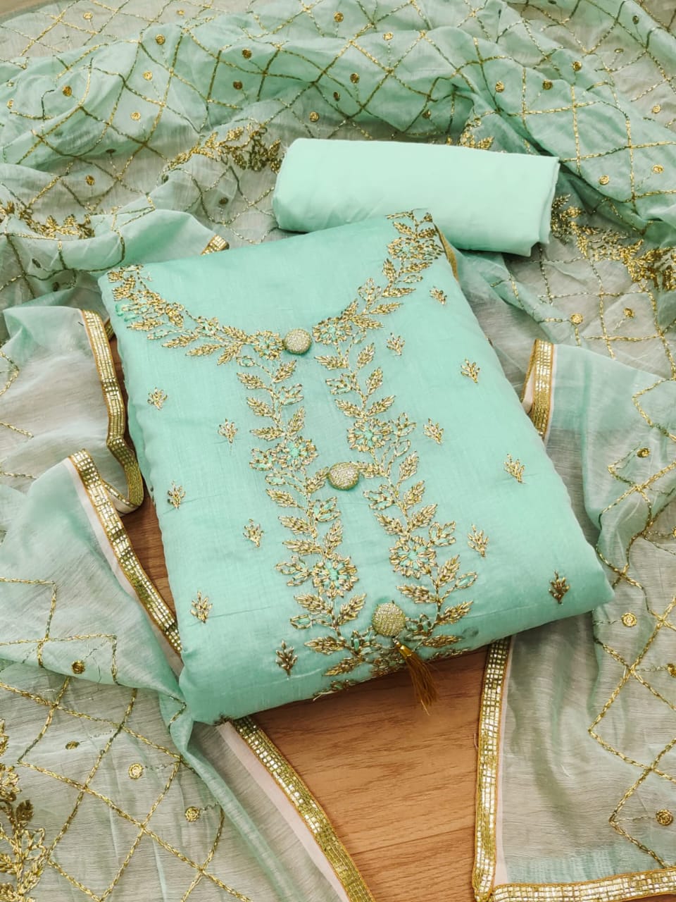 Suit Set with Zari Work & Dupatta