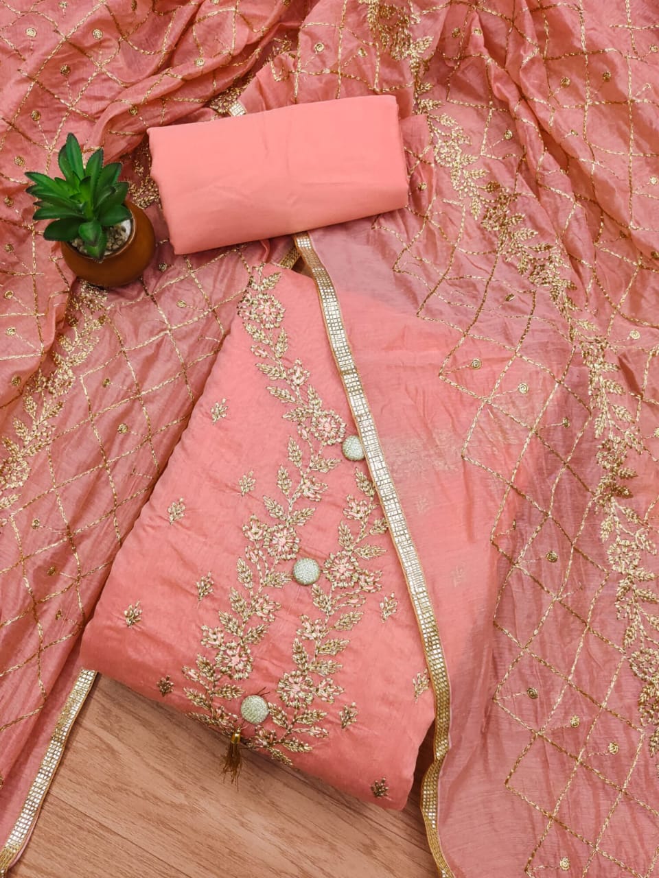 Suit Set with Zari Work & Dupatta