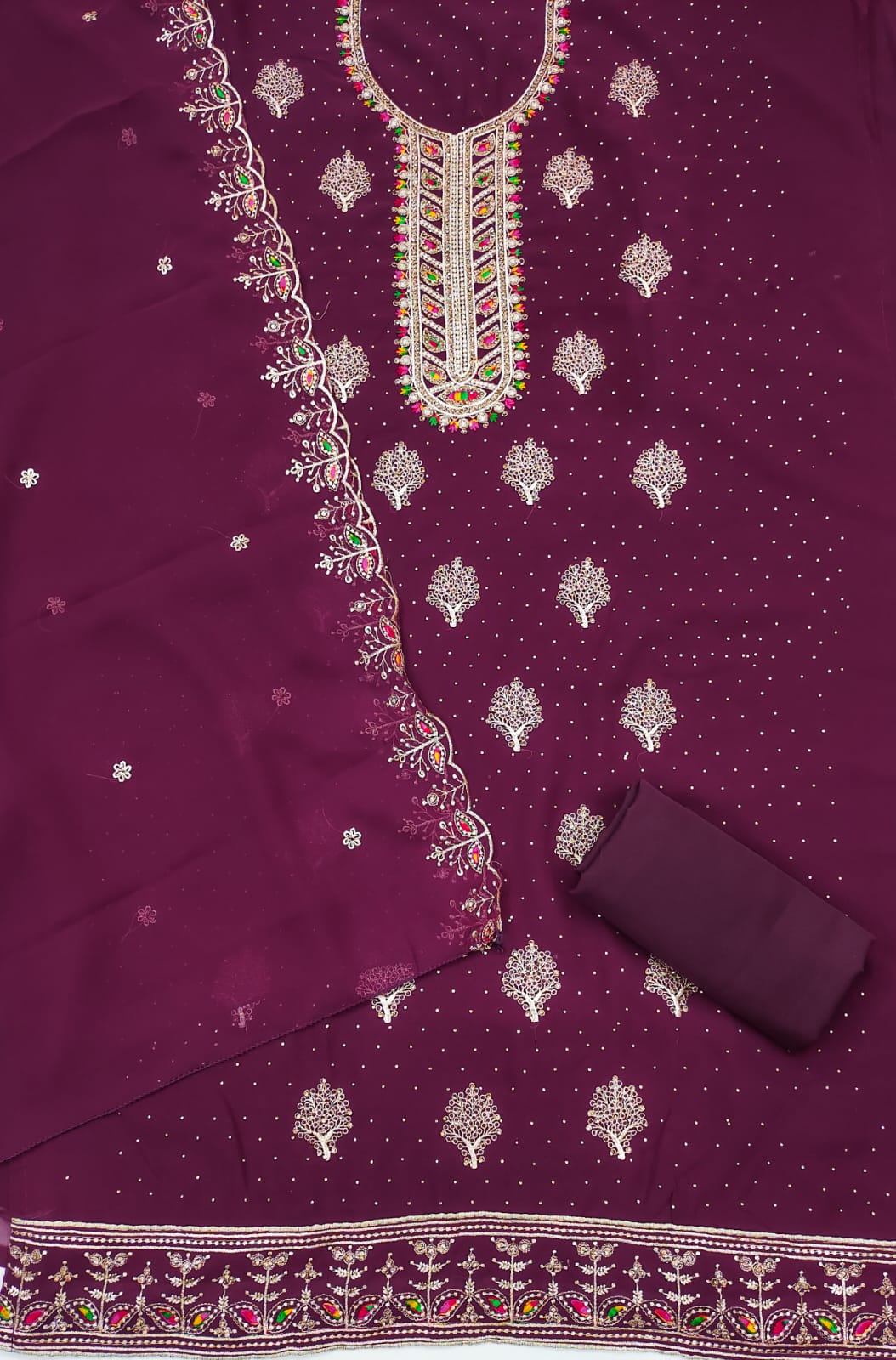 Zari Embroidery and Diamond Accents