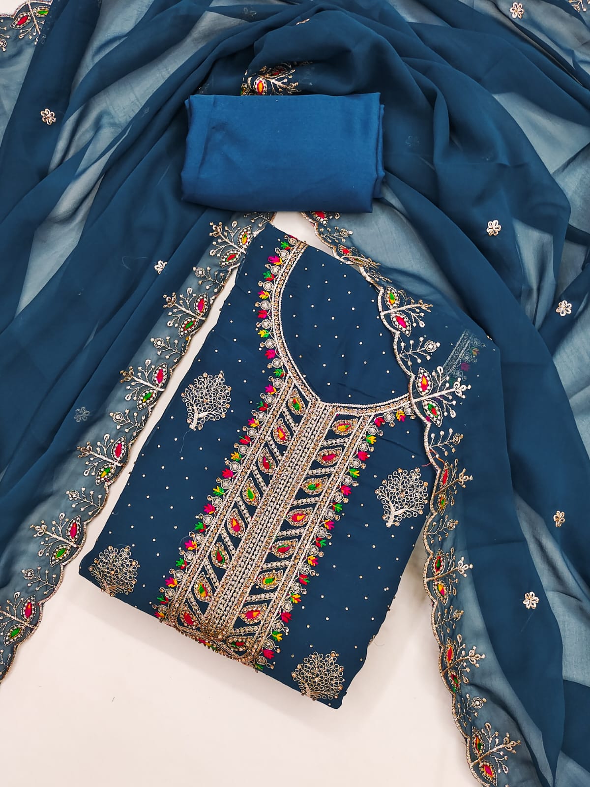 Zari Embroidery and Diamond Accents