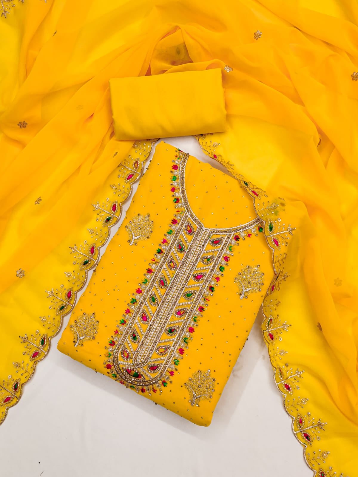 Zari Embroidery and Diamond Accents
