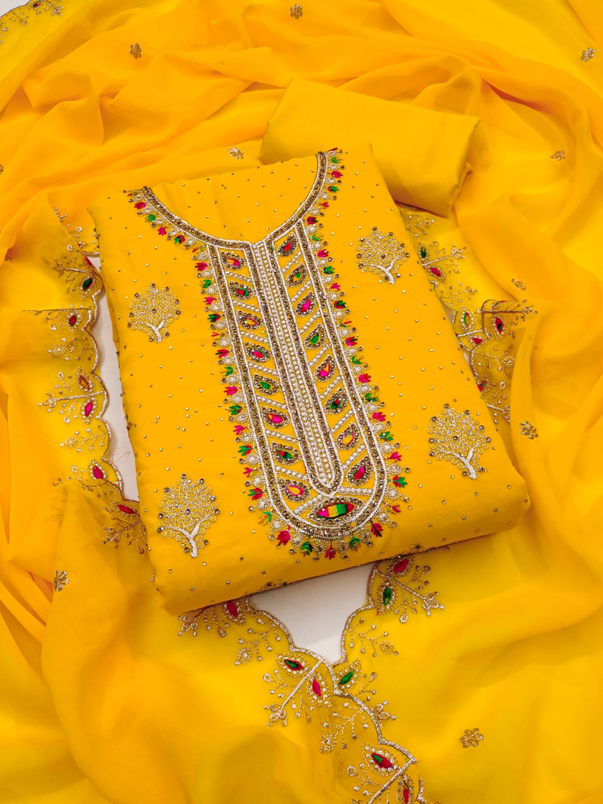 Zari Embroidery and Diamond Accents