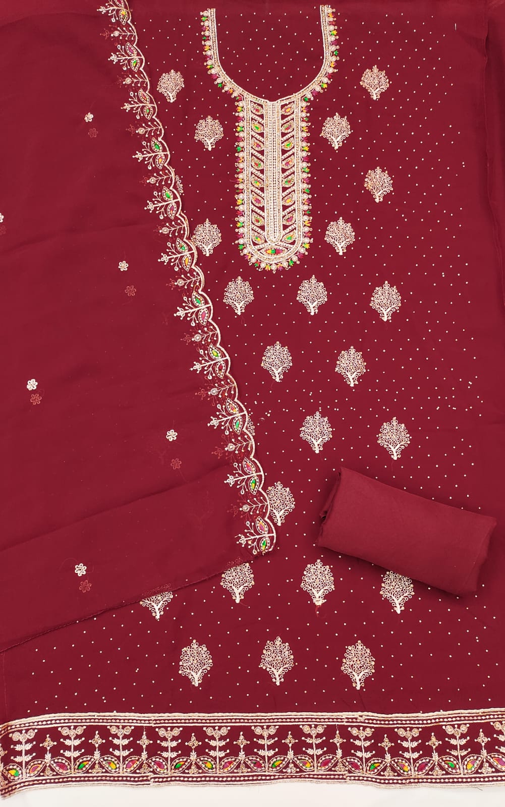 Zari Embroidery and Diamond Accents
