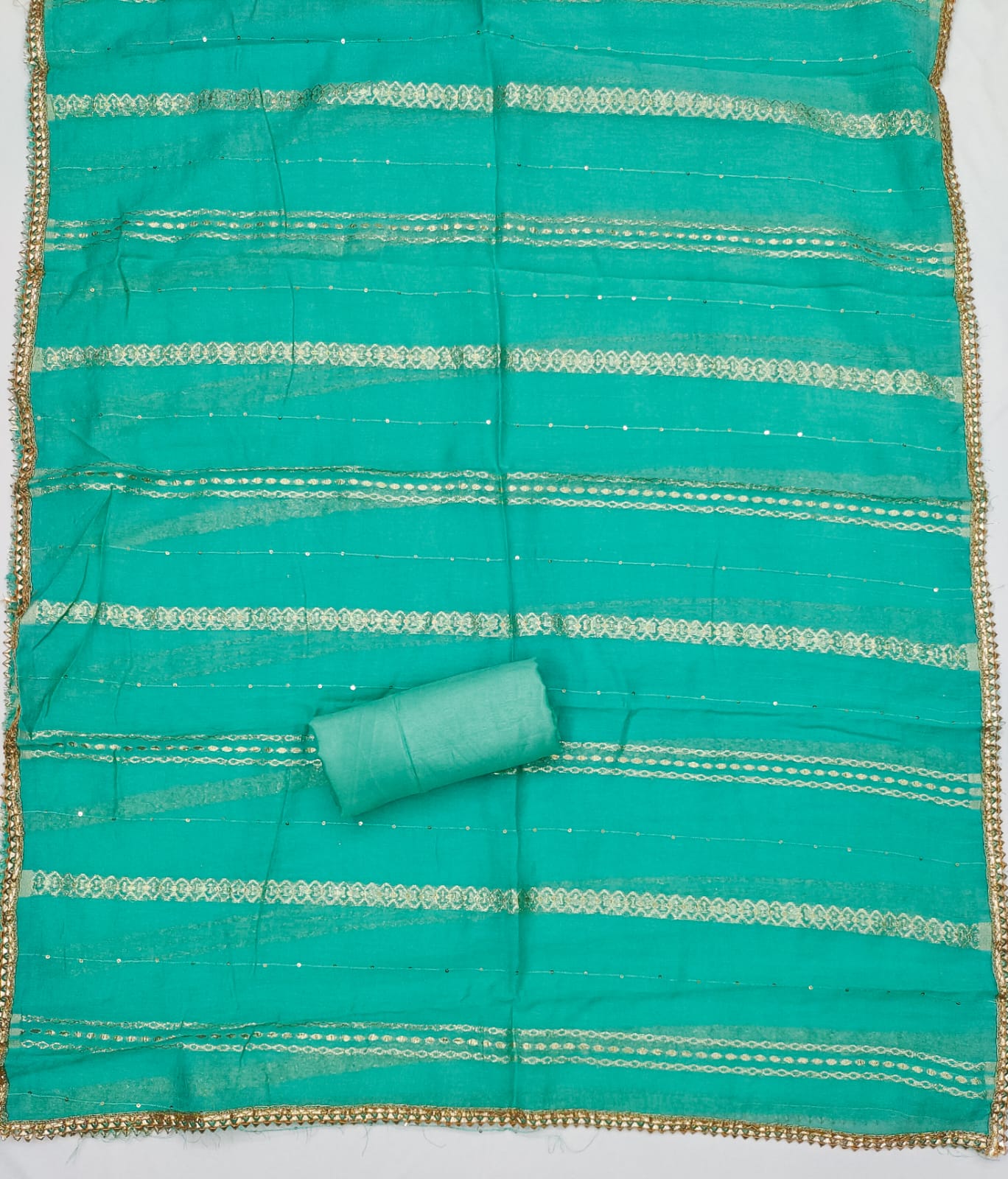 Silk Embroidered Suit Set with Gota Work and Dyeable Dupatta