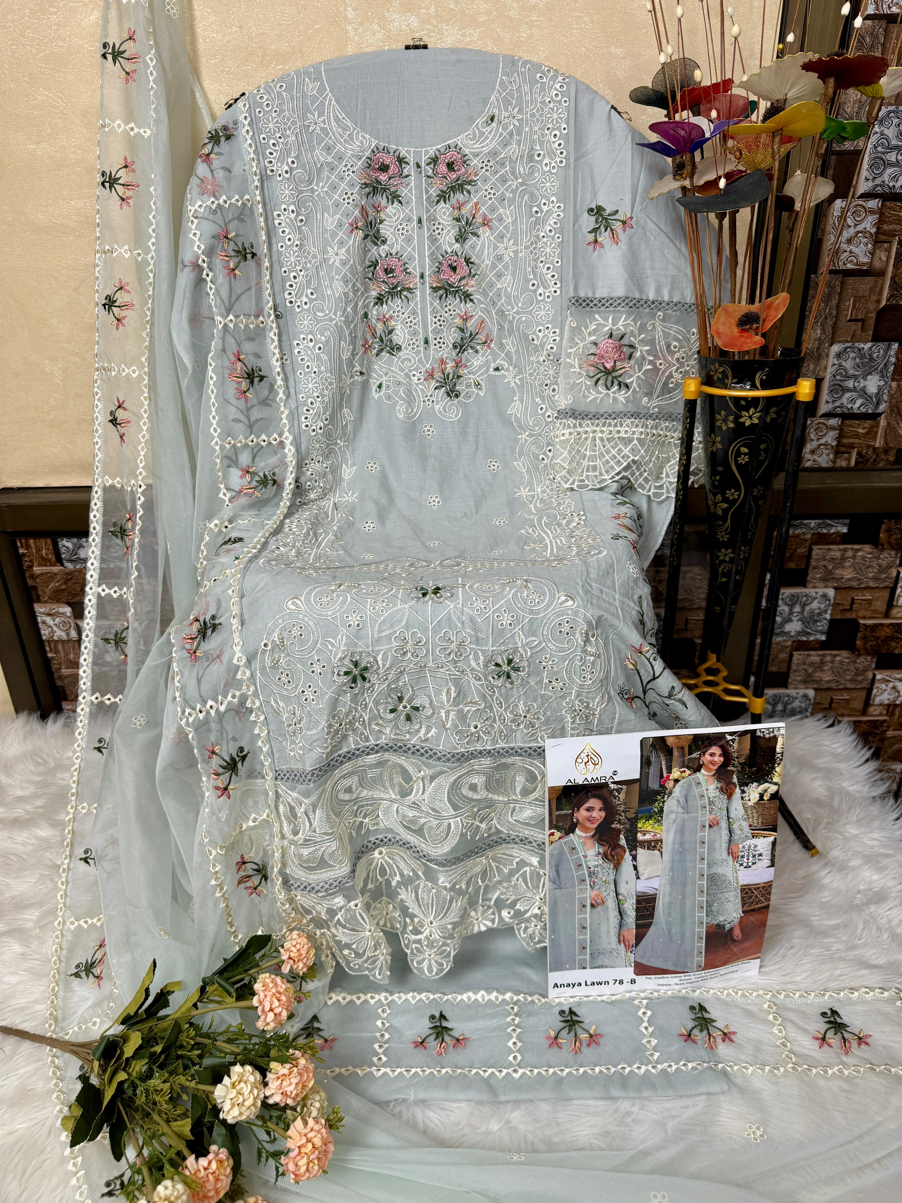 Premium Pakistani Embroidered Suit ✨} Semi-Stitched
