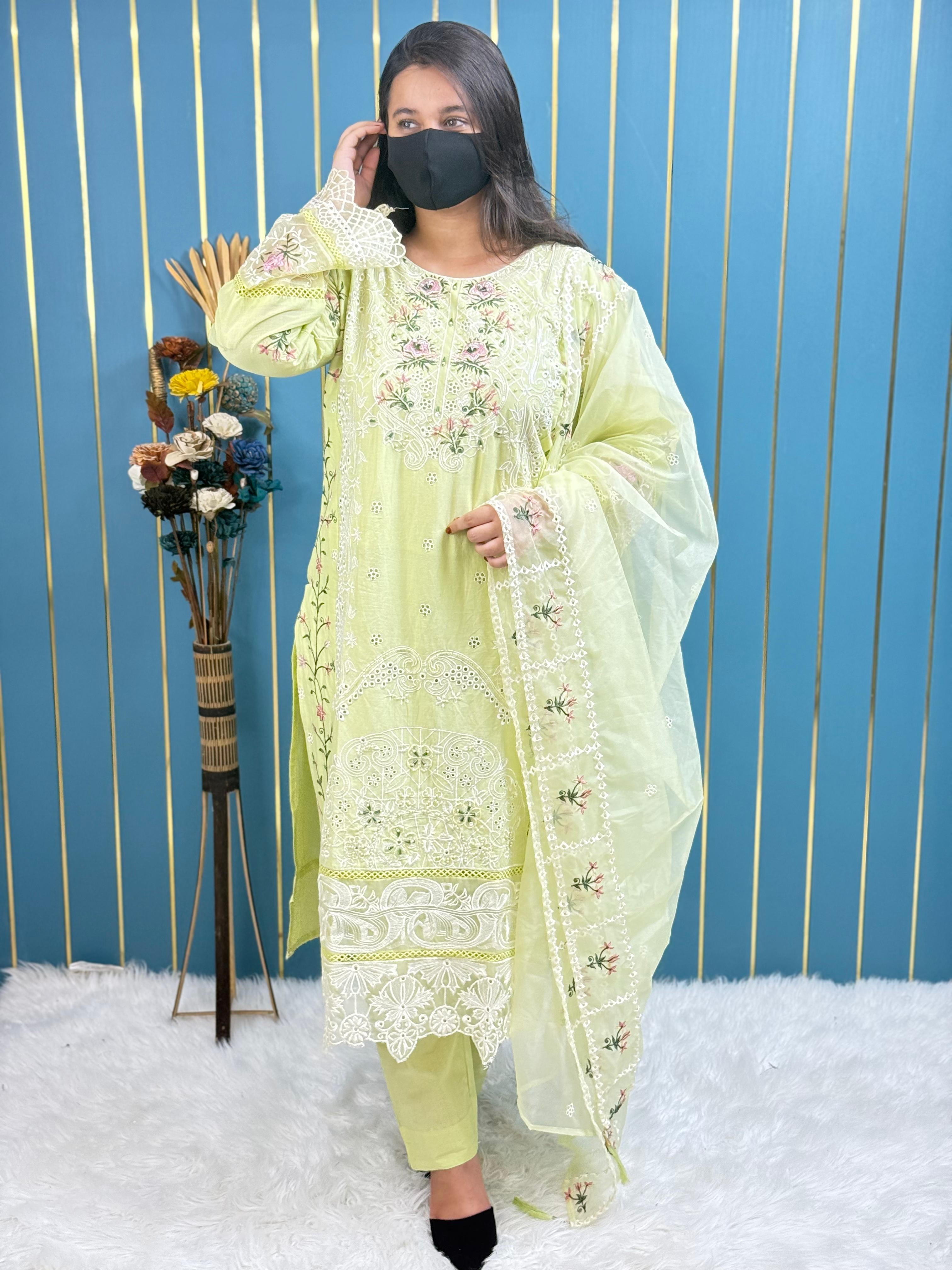 Premium Pakistani Embroidered Suit ✨} Semi-Stitched