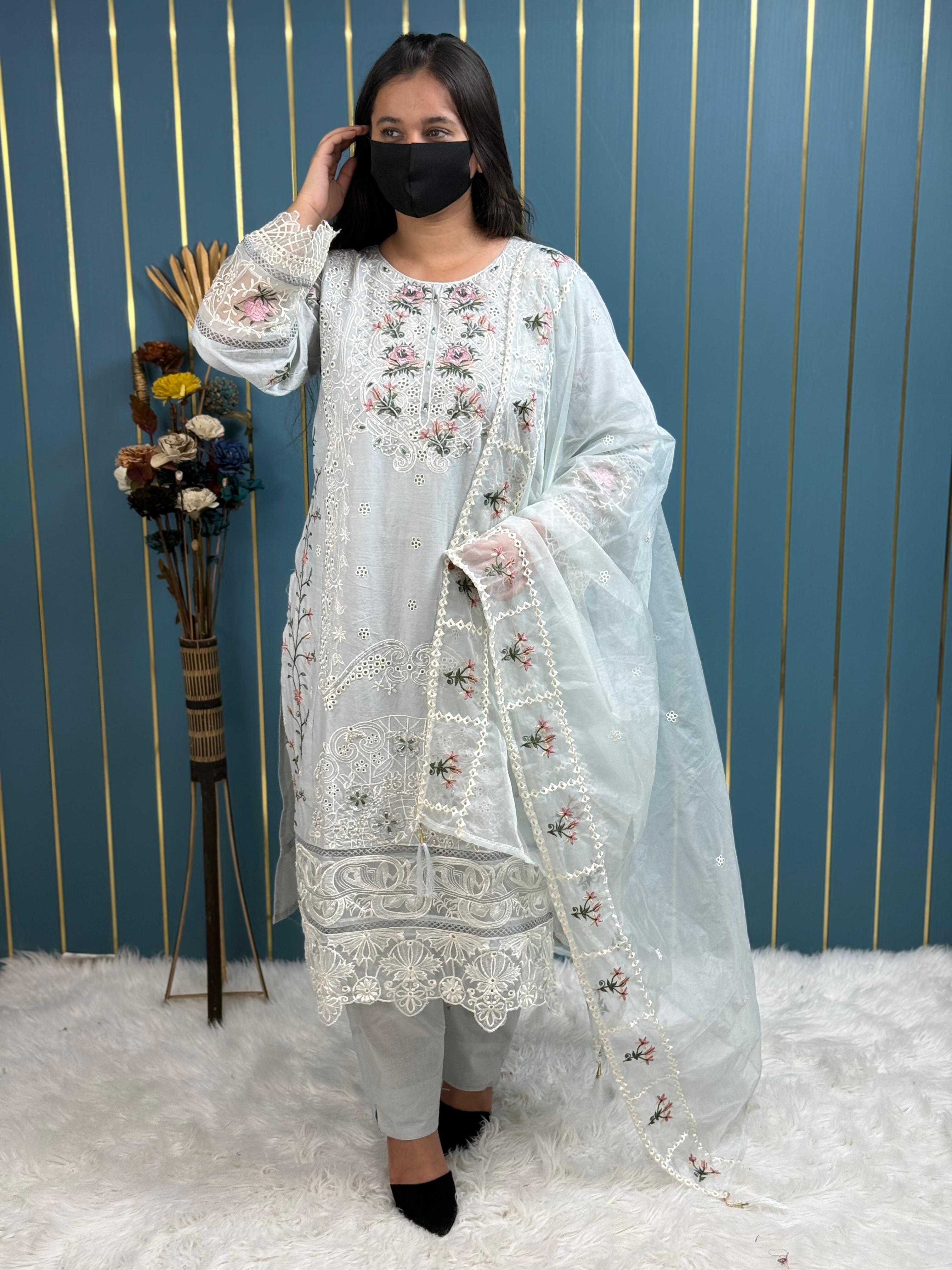 Premium Pakistani Embroidered Suit ✨} Semi-Stitched